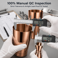 Ensemble de shakers Boston en cuivre et acier inoxydable 3 pièces avec logo personnalisé, contrôle qualité 100 % manuel, shaker de bar en métal anti-fuite, service complet d'usine