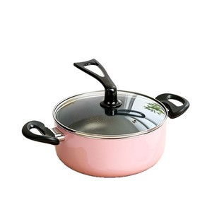 Casserole en pierre Maifan 24 cm rose, double poignée, antiadhésive, facile à nettoyer, capacité 4,1-5 L, pour usage en cuisine - Product Image 2