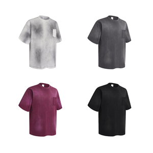 T-shirt en coton vintage uni sur mesure pour homme, coupe ample, délavé à l'acide, imprimé en relief, t-shirt unisexe pour homme - Product Image 5