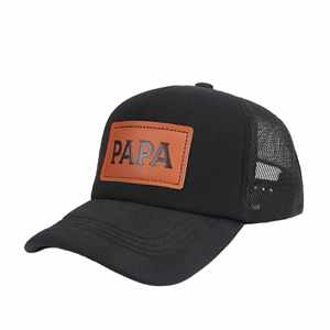 High Quality Retro Portable 6-Panel 112 Cap Style Structured Mesh Trucker <b>Hat</b> with Leather Patch Logo - Product Image 1