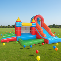 Meilleure vente château gonflable coloré 4m * 6m 0.55mm Pvc maison gonflable château sautant avec piscine toboggan pour parc aquatique