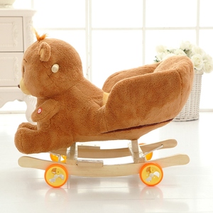 Bébé enfants jouet en peluche ours <span class=keywords><strong>Animal</strong></span> Rocker Rider enfant en bas âge siège bois chaise berçante avec roue sonore pour cadeau de fête des enfants - Product Image 4