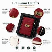 Carnets à verrouillage codé au format A5 à couverture rigide en cuir PU personnalisé avec stylo à bille coffret cadeau