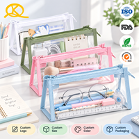Trousse à crayons transparente imperméable en PVC, sac à cosmétiques, pochette de rangement portable pour papeterie, pour l'école, le bureau et les voyages