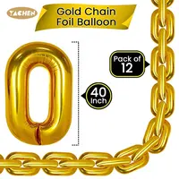 Palloncino Foil a catena gigante dorato argento retrò da 40 pollici di qualità YACHEN per decorazioni per feste HipHop