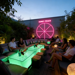 Commercial bar Furniture Hookah Lounge Glowing <strong>Table</strong> Bar/KTV <strong>Table</strong> Hotel Glowing <strong>Table</strong> and Chair Set - Product Image 2