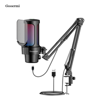 Gooermi GMI-M8S USB Microphone à condensateur pour jeux vidéo Suppression du bruit Éclairage RVB Conception à col de cygne pour salles de conférence Utilisation sur ordinateur