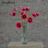 Fleurs artificielles en soie de qualité supérieure, faits main, haute simulation, tige unique, coquelicot rouge rose, pour la fête des Mères, mariage, décoration de table
