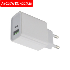 Dual Port 20W PD Fast Charger KCC Certified For Laptop White Plastic <b>Adapter</b> With <b>Type</b> <b>C</b> And Usb A Ports - Product Image 3