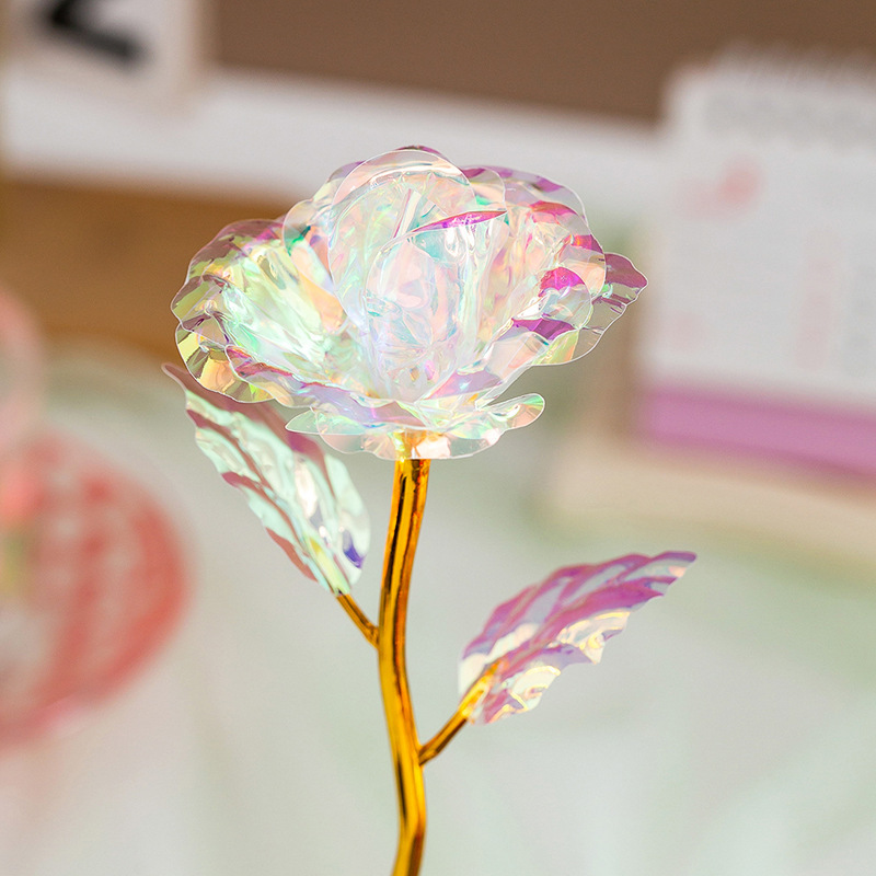 Fleur colorée dorée de 18 cm, fleur blanche