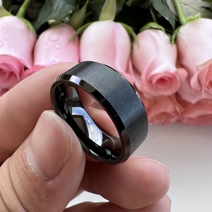 Coolstyle takı 8mm toptan eğimli mat Finish moda nişan düğün Band siyah volfram karbür yüzük erkekler kadınlar için - Product Image 5