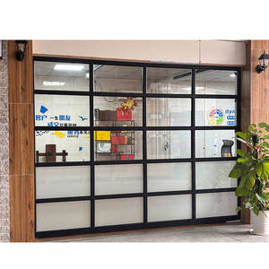 Double porte de <span class=keywords><strong>garage</strong></span> électrique sectionnelle résistante aux ouragans <span class=keywords><strong>Hyundai</strong></span> Porte de <span class=keywords><strong>garage</strong></span> automatique pleine vue en aluminium et verre - Product Image 5