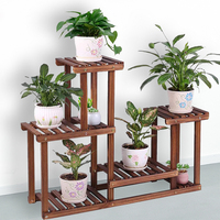 Rak & Penyangga Pot Bambu Modern Multi-Fungsi untuk Penggunaan Lantai/Meja, Stand Pajangan Tanaman Rumah
