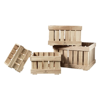 Op maat gemaakte appelhouten gegraveerde voedselcontainerset van 4, houten opbergkratten met handvat, decoratieve manden voor fruit