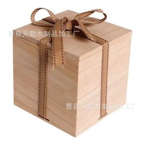 Solid paulownia wood tea set gift packaging box, <b>teacup</b> packaging box, square wooden box, Jianzhan double cup gift box, - Product Image 5