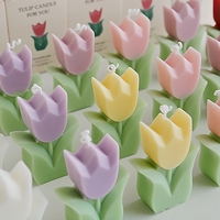 Bougie parfumée artisanale en cire de paraffine et de soja en forme de tulipe pour la décoration de la maison, les anniversaires, les mariages, la Saint-Valentin et l'aromathérapie (vente en gros)