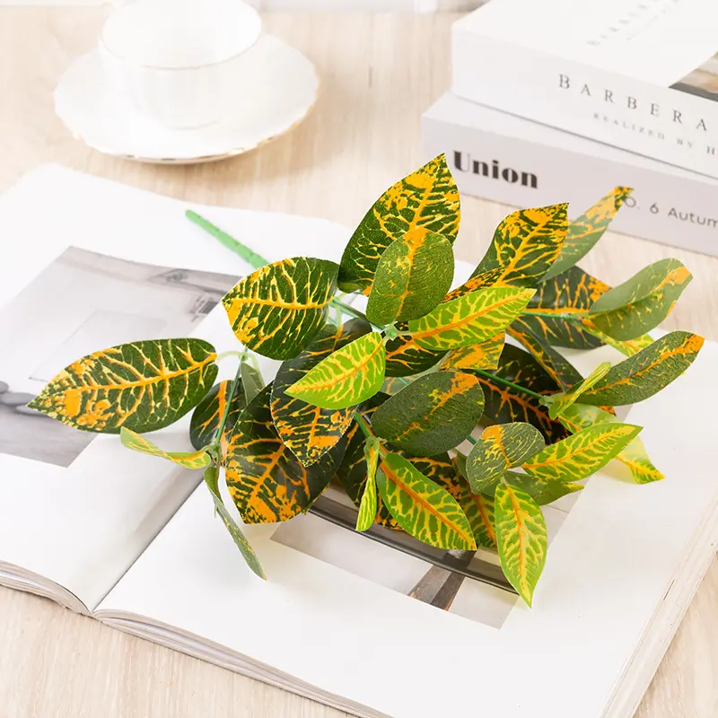 Artificial Green Plant Glue Wannianqing Color-Changing Wood Plant Wall Flower Arrangement with Grass