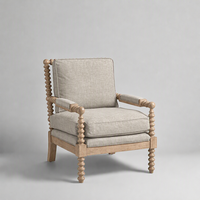 Fauteuil d'appoint moderne rembourré avec structure en bois massif, fauteuil de détente pour salon ou coin détente