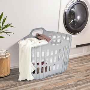 Estante de baño de almacenamiento de doble nivel multifuncional, cesta de lavandería de plástico plegable para ropa, bolsa de almacenamiento de ropa de cama - Product Image 2