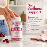 Gummies Probiotiques BioFlex pour Femmes OEM 50 Milliards de UFC 10 Souches avec Prébiotiques Canneberge pour la Santé Digestive et Urinaire