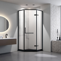 Cabine de douche en verre trempé sans cadre en forme de diamant, design personnalisé