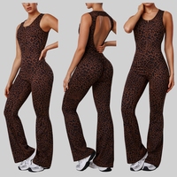 Combinaison de sport YNSEA personnalisée une pièce, dos nu, avec fermeture éclair, pantalon évasé, respirante, pour la gym, le fitness et le yoga pour femme