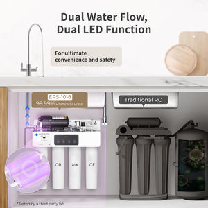 Système de filtration d'eau par osmose inverse sans réservoir alcalin à double flux sous l'évier 450 GPD, filtration en 10 étapes, eau potable domestique - Product Image 3