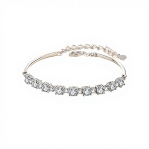 European American Moissanite <b>Bracelet</b> Rhodium Plated Emerald Cut GRA Certified Fashion <b>Adjustable</b> D Color S925 Sterling <b>Silver</b> - Product Image 4