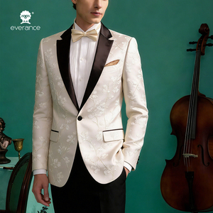 Traje de Boda Elegante <span class=keywords><strong>para</strong></span> Hombre, 100% Lana, Doble Botonadura, Transpirable, Jacquard, Color Blanco, <span class=keywords><strong>para</strong></span> Graduación y Boda - Product Image 4