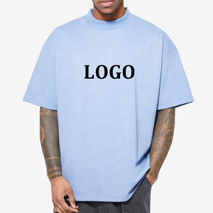 T-shirts vierges à manches courtes pour hommes en vrac à la mode T-shirts imprimés personnalisés poids lourd 100% coton Overseize pour hommes - Product Image 3