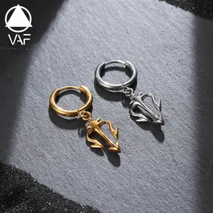 VAF 트라이던트 귀걸이 스테인레스 스틸 저자 극성 Pendientes Tridente Dreizack Ohringe 부클 도릴 트라이던트 오레친