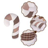 Vente chaude usine : Coussin canne à sucre blanc et marron clair, tendance, mignon, adorable, personnalisé, en polyester, pour décoration de Noël à la maison