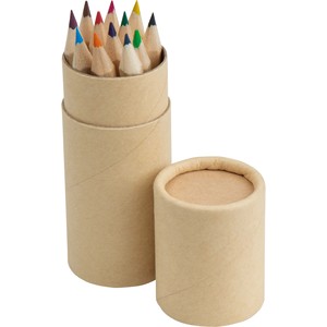 Lot promotionnel de 12 crayons de couleur en bois dans une boîte en papier kraft recyclé pour l'école, la maison ou les voyages – Idéal comme cadeau - Product Image 4