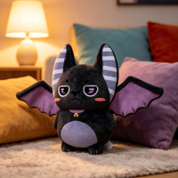 Peluche chauve-souris personnalisée OEM ODM, personnage de dessin animé 3D, poupée chauve-souris en peluche, mascotte personnalisée, couverture brodée