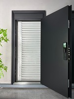 Porte de sécurité moderne en aluminium anti-balles, anti-effraction, à pousser et à tirer, pour l'entrée extérieure des hôpitaux, villas et hôtels
