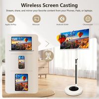 Soporte de TV Portátil de Vidrio y Aluminio con Ruedas para Fiestas, Educación, Deportes, Sistema Android, HD1080 60Hz, Blanco, para Televisores LED HDTV de 32 Pulgadas