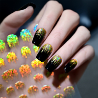 1 autocollant 5D holographique scintillant effet feux d'artifice pour ongles, motif cascade réfléchissant, adhésif pour manucure française