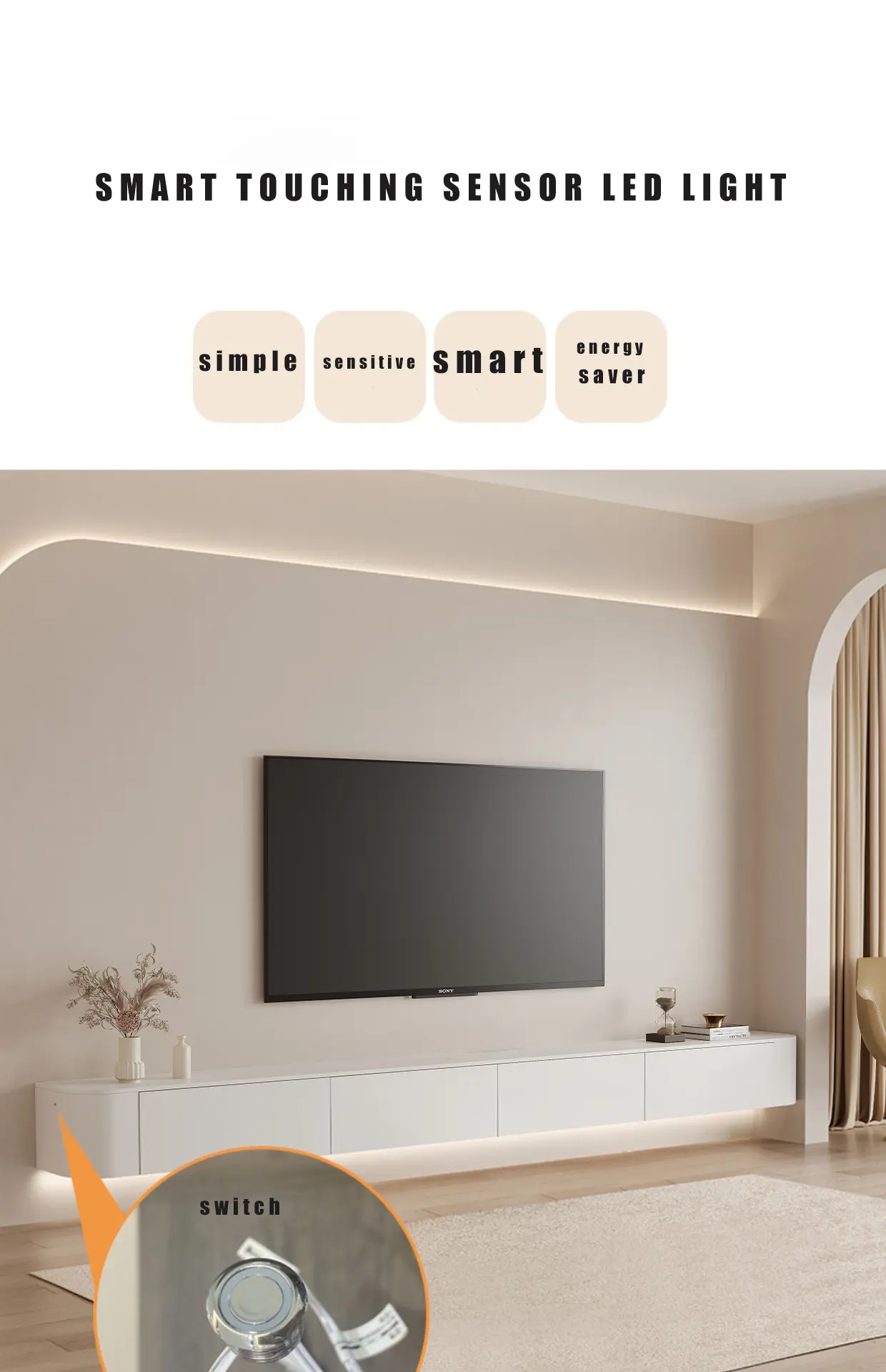 Abgehängter Massivholz-TV-Schrank schwimmender TV-Ständer Couch tisch Kombination aus modernem, einfachem Wandschrank