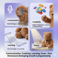 Robot éducatif Beambox AI Teddy Bear avec connectivité GPT, prenant en charge 64 langues, compagnon en peluche marron pour enfants de 10 à 12 ans