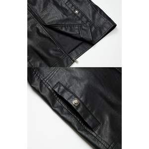 2025 <b>Men's</b> XS Motorcycle <b>Jacket</b> Stand Collar Lightweight <b>Faux</b> <b>Leather</b> Outwear Reversible Air-Conditioned 3D Plain Dyed Design - Product Image 2