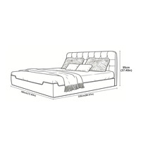 Lit double sans cadre en tissu, taille King Size, avec cadre en éponge compressée sous vide, style moderne, vente en gros