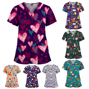 ชุดยูนิฟอร์มโรงพยาบาลผ้าฝ้ายสำหรับทุกเพศ, ชุดยูนิฟอร์มพยาบาลชุดยูนิฟอร์มลายการ์ตูนสำหรับร้านเสริมสวยร้านเสริมสวยพิมพ์ลายแขนสั้น - Product Image 6