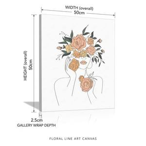 <span class=keywords><strong>Tableau</strong></span> mural sur toile 60x90cm, multicolore, impression HD, art linéaire moderne minimaliste, <span class=keywords><strong>visage</strong></span> de fleur, peinture tendue pour décoration de salon - Product Image 2