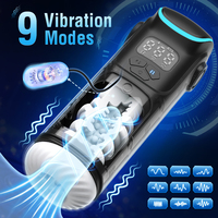 Antpop Wasserdichter ABS + TPE 3-Frequenz Saug- und Teleskop-Vibrator mit 9 Vibrationsmodi zur Männlichen Masturbation und Penisverstärkung