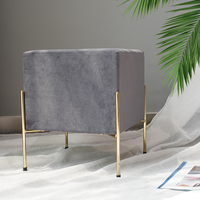 Tabouret avec pieds en velours, siège de style nordique de luxe, tissu doré, vente en gros,
