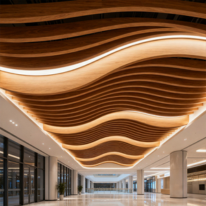 Hiện đại hạt gỗ sóng Trần cong rãnh nhôm ống vuông lưới Trần - Product Image 2