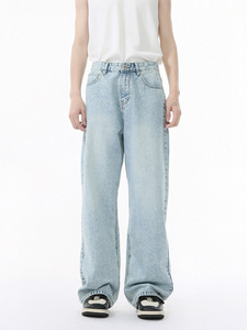 Jeans da Uomo con Texture Effetto Cemento, Pantaloni in Denim con Motivo Grezzo, Vestibilità Ampia, Stile Industriale - Product Image 3