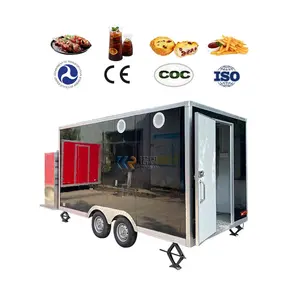 DOT CE Stainless Steel Food Truck Concession Street Food Cart Kiosk Mobile Food Trailer with Toilet in Europe