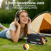 2000mAh Tragbares Solar-Handkurbel-Notfallradio AM/FM NOAA USB LED-Taschenlampe SOS Eingebauter Lautsprecher