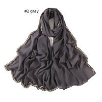 Zifeng OEM Foulard Turban Gaze Malaisien Populaire, Hijabs Chiffon Uni pour Femmes Musulmanes, Châle Orné de Perles